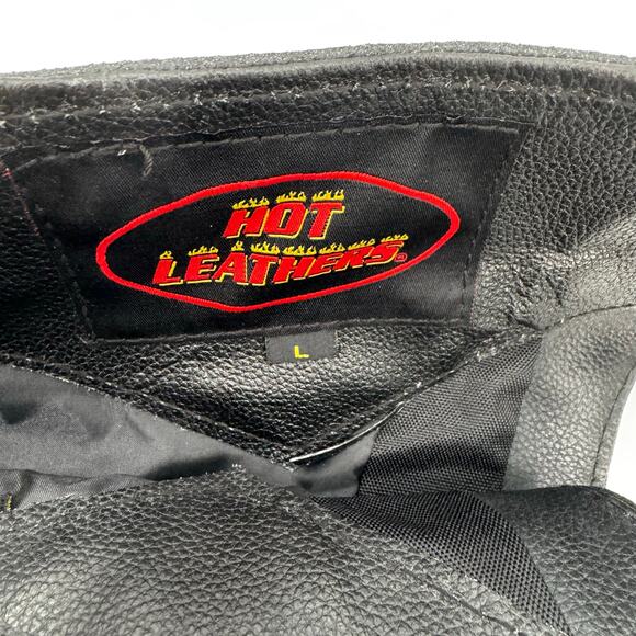 NWT Hot Leathers CHM1005 Fully Lined Motorcycle Unisex Black Leather Biker Chaps - Picture 8 of 9